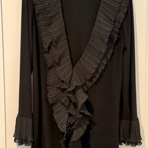 MARINA Black Ruffled Blouse